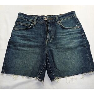 Wrangler Womens High Rise Cut Off Denim Shorts Dark Wash Frayed Hem Size 28 AVG